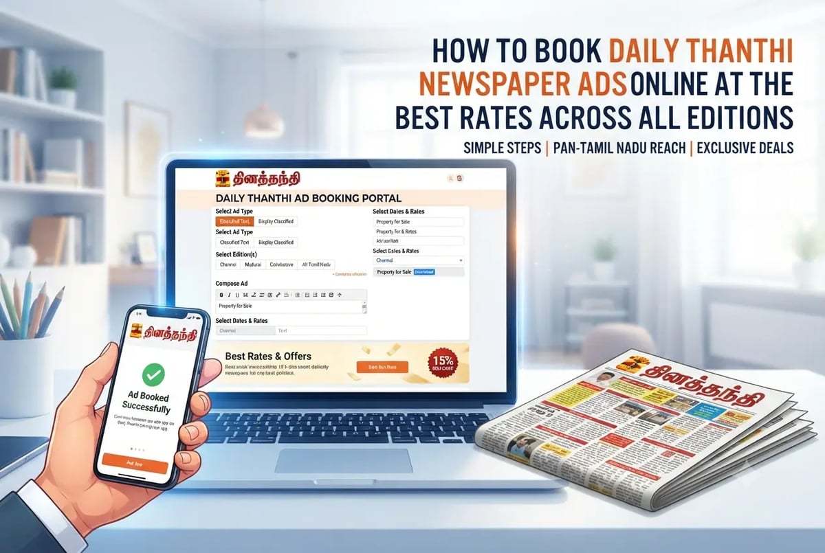 How to Book Daily Thanthi Newspaper Ads Online at the Best Rates Across All Editions - Newspaper blog post