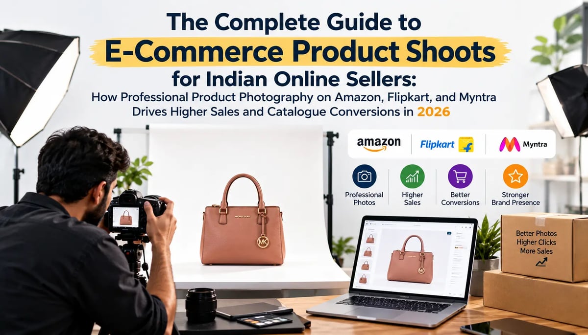 The Complete Guide to E-Commerce Product Shoots for Indian Online Sellers: How Professional Product Photography on Amazon, Flipkart, and Myntra Drives Higher Sales and Catalogue Conversions in 2026 - Digital blog post