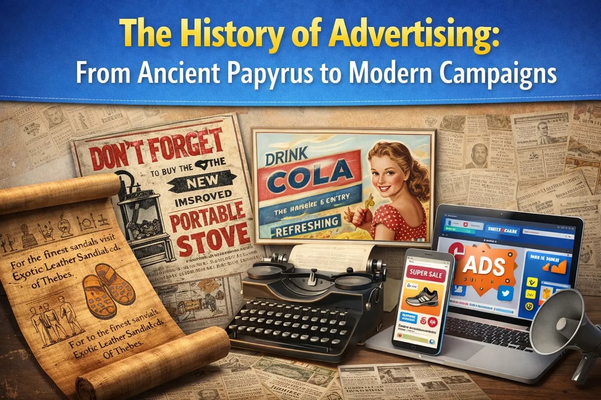 The History of Advertising: From Ancient Papyrus to Modern Campaigns - Digital blog post