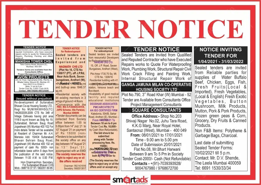 Tender Notice Run on Lines media advertisement