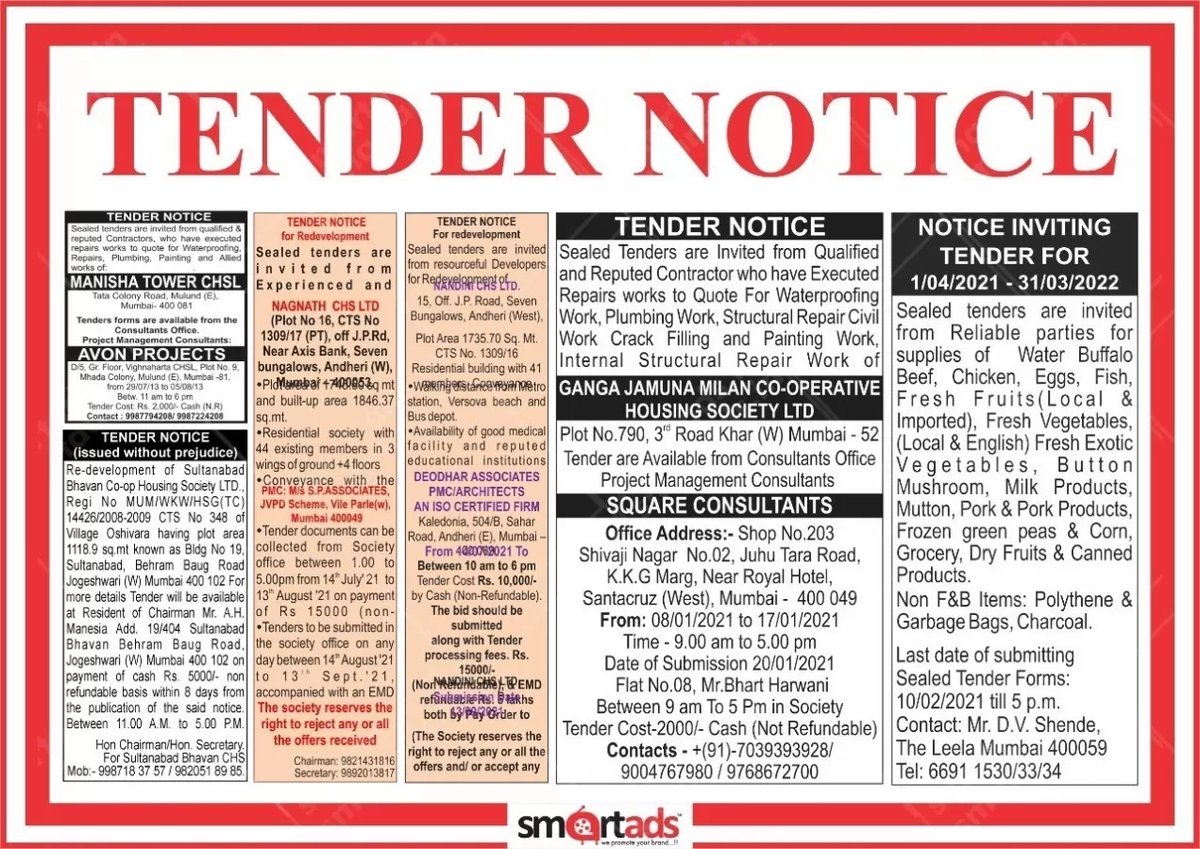 Tender Notice Run on Lines media advertisement