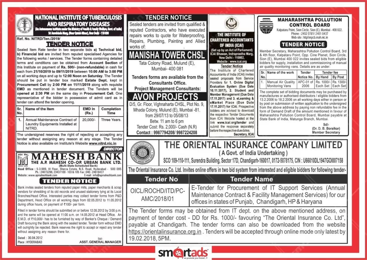 Tender Notice Run on Lines media advertisement