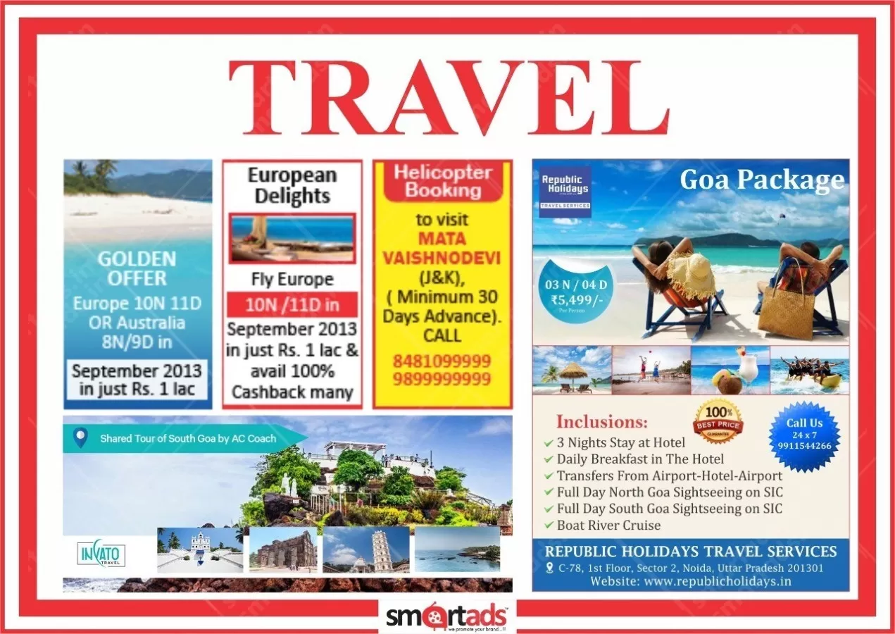 Travel media advertisement